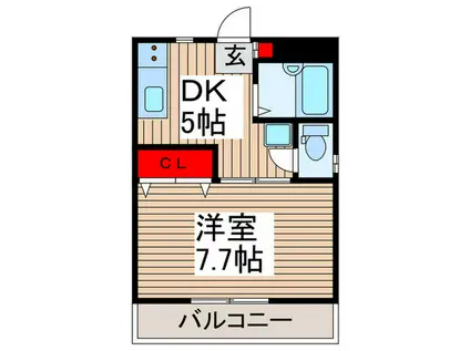 サンライズ桜(1DK/3階)の間取り写真