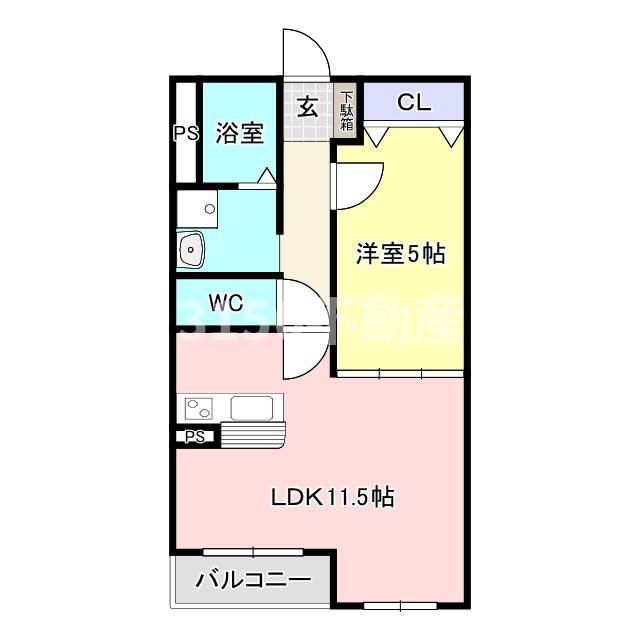 メゾンパラディ(1LDK/3階)の間取り写真