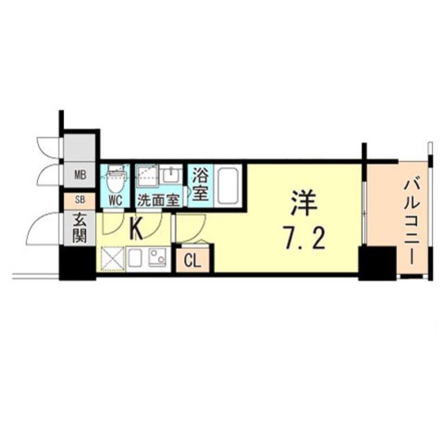 クレストタップ神戸湊町ブラン(1K/8階)の間取り写真