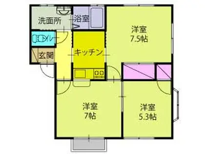 ミチコヒルズA(3K/1階)の間取り写真