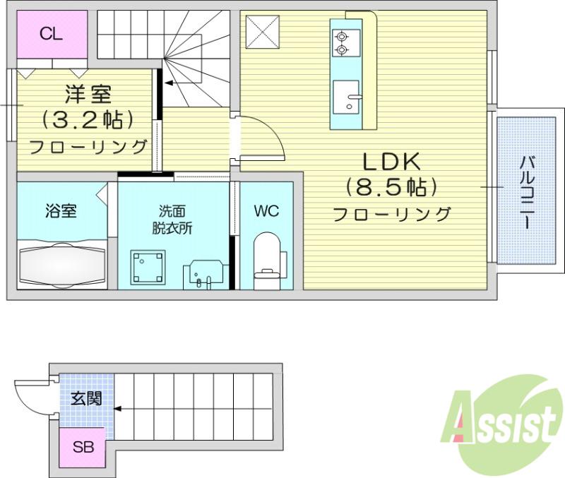FINECOURT(1LDK/2階)の間取り写真