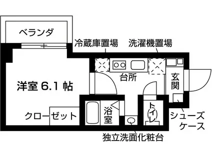 オランジュ弥刀(1K/2階)の間取り写真