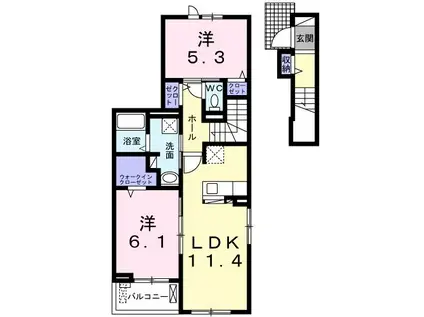 クリサンテーム II(2LDK/2階)の間取り写真