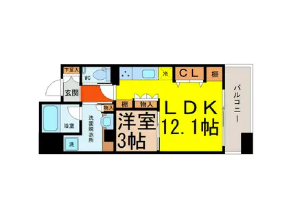 AREX丸の内(1LDK/11階)の間取り写真