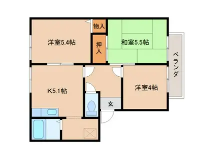 グランドゥール(3DK/1階)の間取り写真