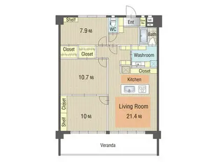 U・TOPIA TOWER(3LDK/9階)の間取り写真