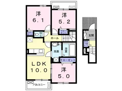 リヴィエールII(3LDK/2階)の間取り写真