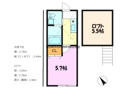 コンフォーティア(1K/2階)の間取り写真