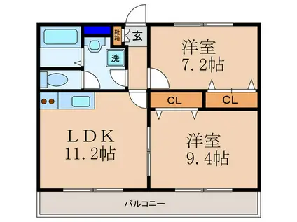 ACTIVE BIWA(2LDK/2階)の間取り写真