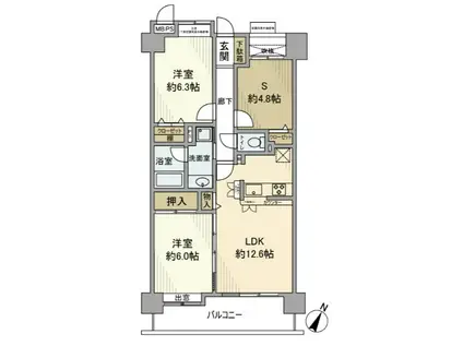 ライオンズマンション大宮宮原(2LDK/2階)の間取り写真