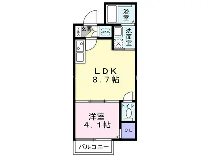 ソレーユ津久野Ⅰ(1LDK/2階)の間取り写真