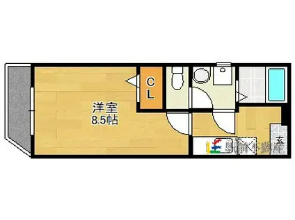 サンセットテラス唐原(1K/2階)の間取り写真