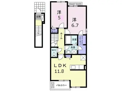 テール リッシュIII(2LDK/2階)の間取り写真