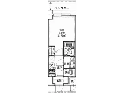 エスリードレジデンス梅田マークス(1K/10階)の間取り写真