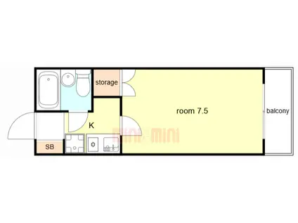 サンシャイン魚住(1K/2階)の間取り写真