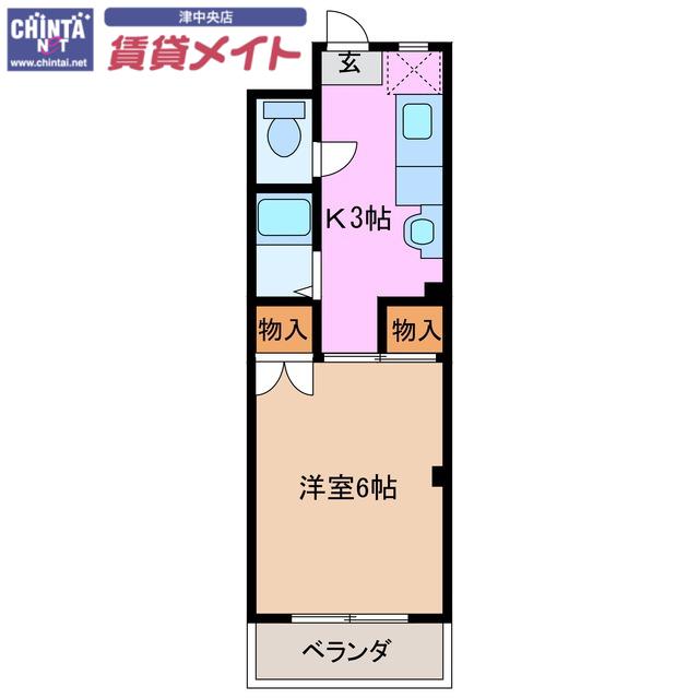 エグゼ杉谷(1K/2階)の間取り写真