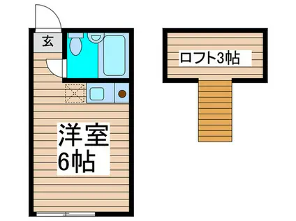 ニューコートくぬぎ山(ワンルーム/2階)の間取り写真
