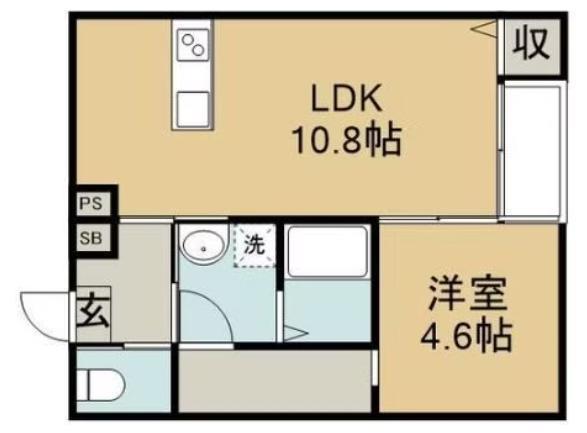CUORE C棟(1LDK/1階)の間取り写真