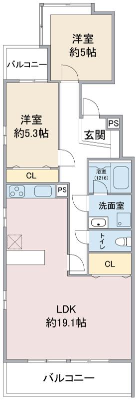 サンハイツ小幡(2LDK/3階)の間取り写真