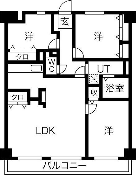 グランドハイリス本山(3LDK/2階)の間取り写真