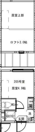 高円寺北4丁目アパート(ワンルーム/2階)の間取り写真