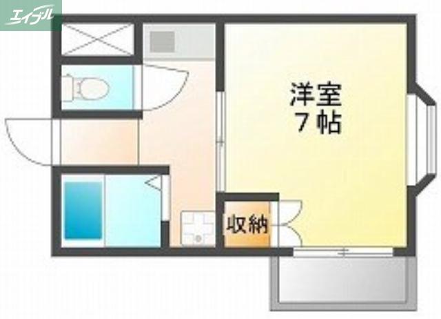 コスモクィーン鹿田(1K/3階)の間取り写真