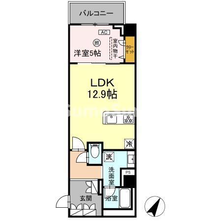 KYOKUYOUモダンベース天神(1LDK/2階)の間取り写真
