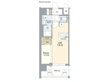 エスリード志賀本通ザ・フロント(1LDK/13階)の間取り写真