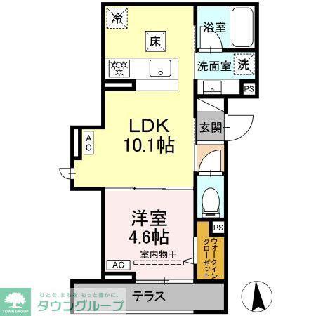 プログレンス能見台 A棟(1LDK/1階)の間取り写真