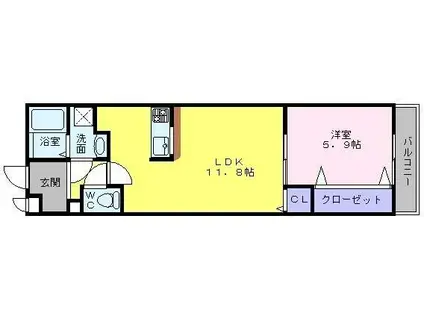 アーバンフォレスト高石(1LDK/1階)の間取り写真