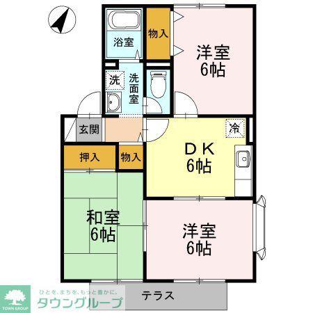 ハイカムール・K(3DK/1階)の間取り写真