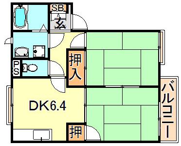 フレグランス明石西I(2DK/1階)の間取り写真