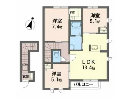 プロスペレジャルダンD(3LDK/2階)の間取り写真