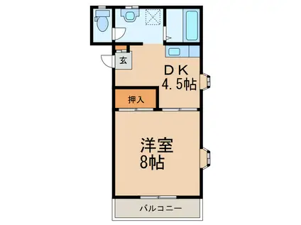 ノーブル(1DK/2階)の間取り写真