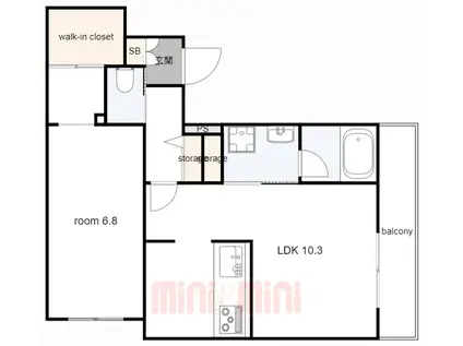 シーシェル浜甲子園(1LDK/1階)の間取り写真
