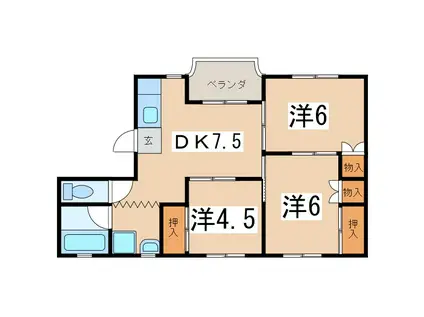 タウニイ3(3DK/1階)の間取り写真