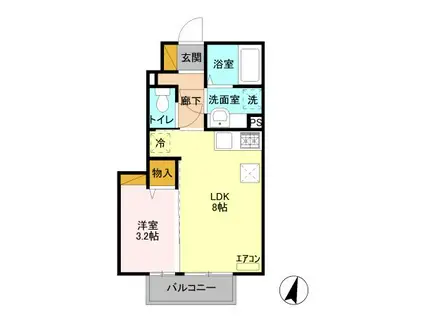 グランコート 蓮(1LDK/1階)の間取り写真