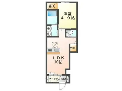 グリーンハーベスト鈴蘭台(1LDK/1階)の間取り写真