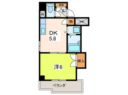 ランドマーク横川(1DK/5階)の間取り写真