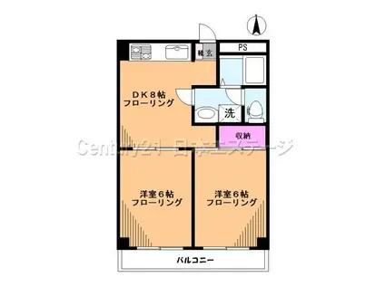 ベルマノワール(2DK/1階)の間取り写真