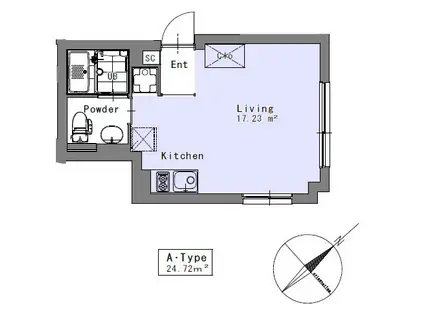 EXAM不動前(ワンルーム/3階)の間取り写真