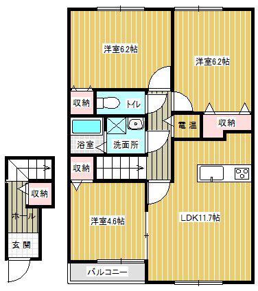 ファミリア福田 B(3LDK/2階)の間取り写真