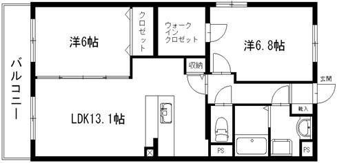 オレンジヒルズ(2LDK/2階)の間取り写真