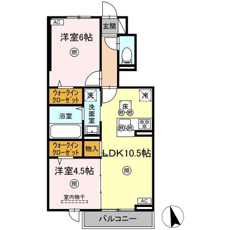 RION(2LDK/1階)の間取り写真