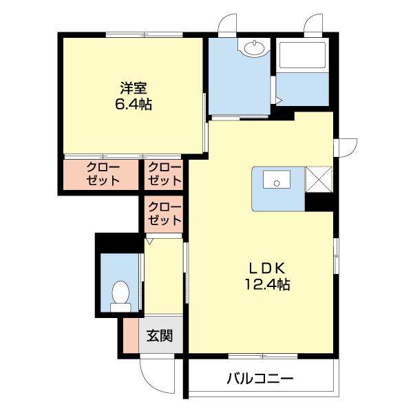 エスポワール21(1LDK/1階)の間取り写真