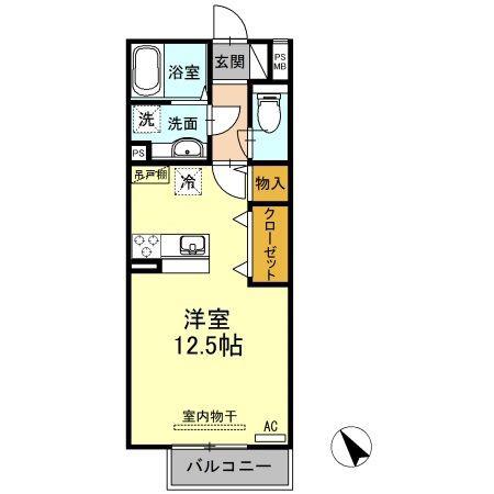WHITE ROOM曙(ワンルーム/2階)の間取り写真