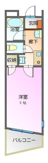 イシモビル(1K/2階)の間取り写真