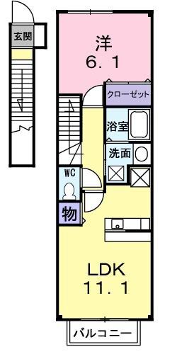 レーヴフロンス(1LDK/2階)の間取り写真