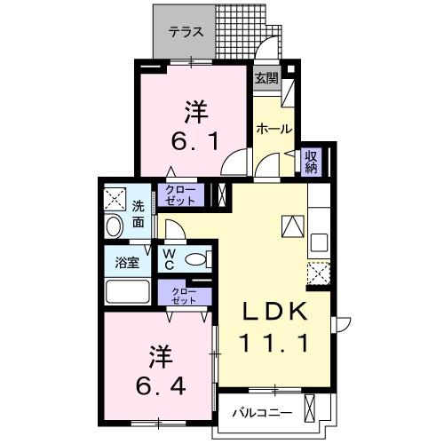 アルタイルI(2LDK/1階)の間取り写真