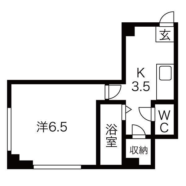 J-2BLDG(1K/2階)の間取り写真